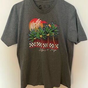 Neff Gray Graphic T-Shirt with Palm Trees